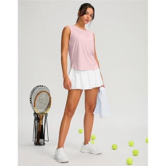 Women's Workout Tank Tops Lightweight Sleeveless Workout Tops Loose Fit - Picture 6 of 8